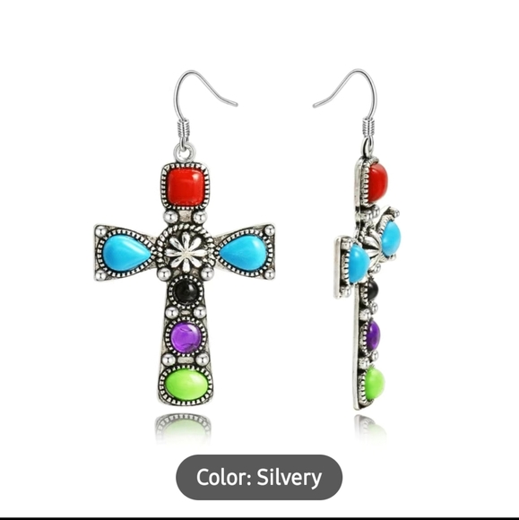 NWT Multi Color Cross Earrings - Picture 4 of 5